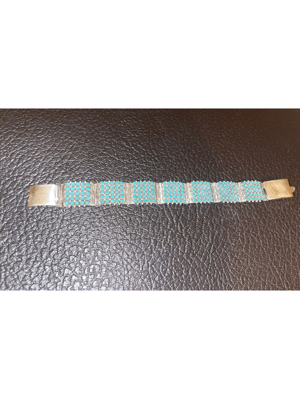 Navajo Native American sterling silver turquoise snake eye stone link bracelet
